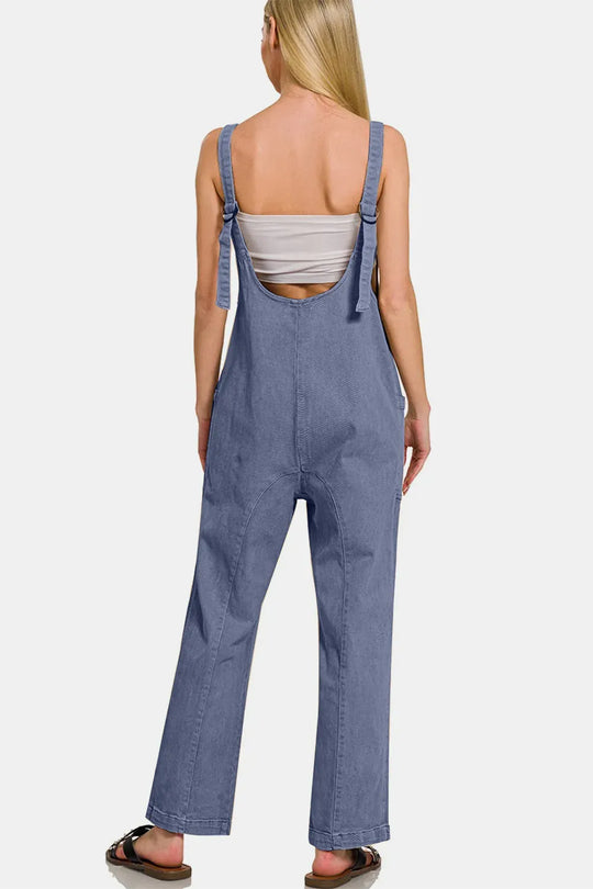 Another view: Pocketed Wide Strap Jumpsuit