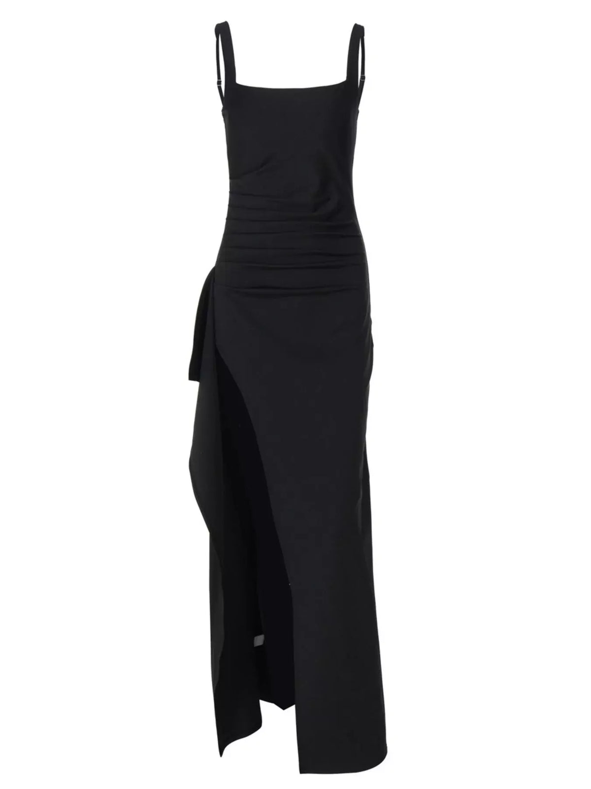 Square-Neck Ruched Slit Maxi Dress — photo 5