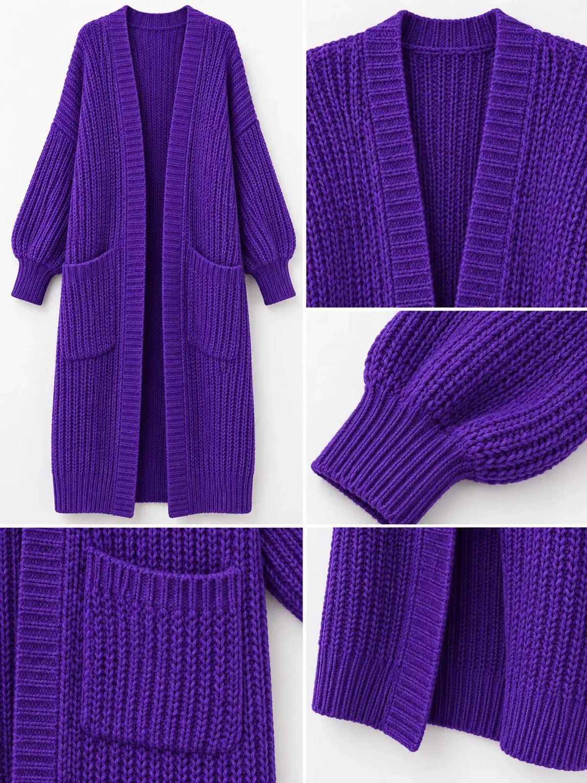 Oversized Openwork Longline Cardigan with Pockets — photo 40