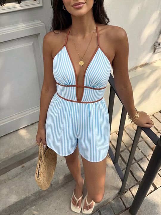 Another view: Striped Halter Neck Romper