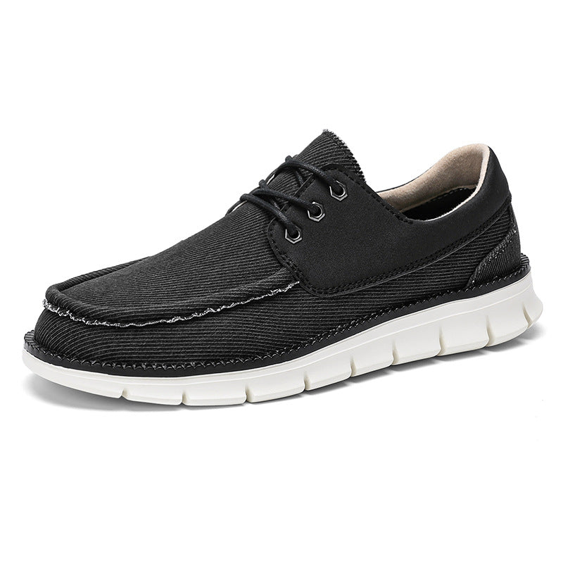 Men's Breathable Canvas Casual Shoes - Lightweight Lace-Up Sneakers for Everyday Wear