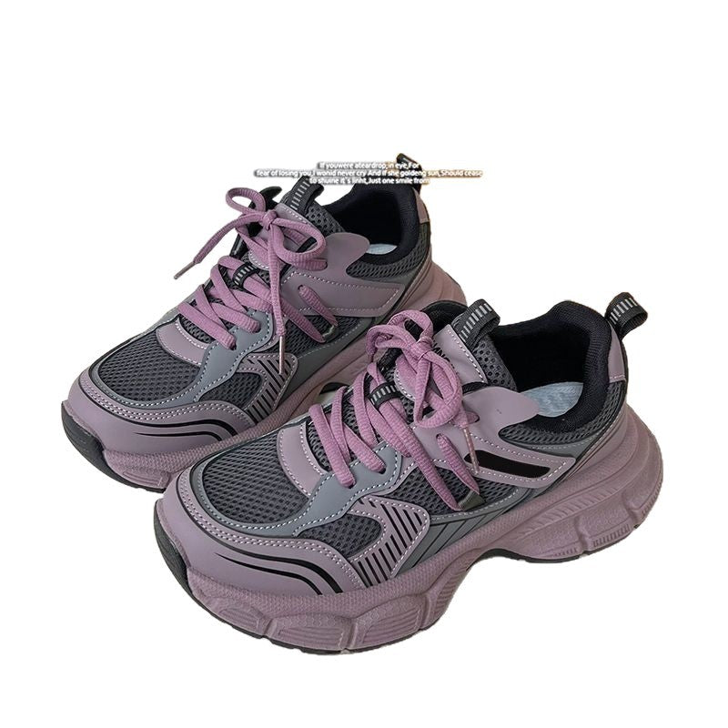 Women's Height-Enhancing Casual Sneakers - Breathable Lightweight Lace-Up Shoes