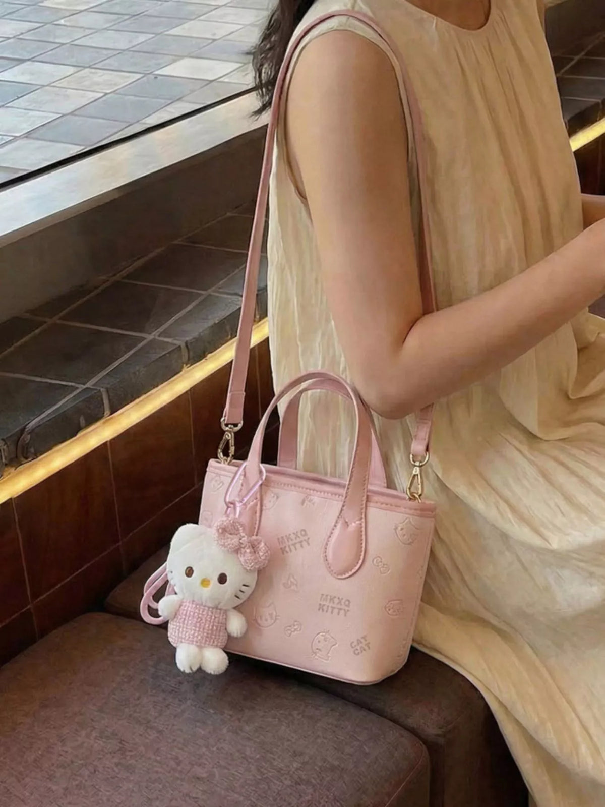 Pink Cat-Detail Mini Crossbody Bag