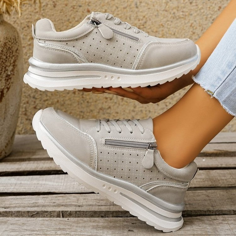 Women's Side-Zip Chunky Sole Sneakers - Breathable Casual Fashion Sneakers