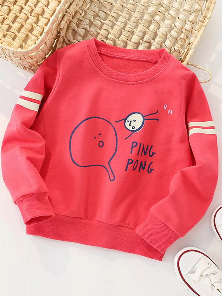 Kids' Ping-Pong Graphic Cotton-Blend Sweatshirt – Red