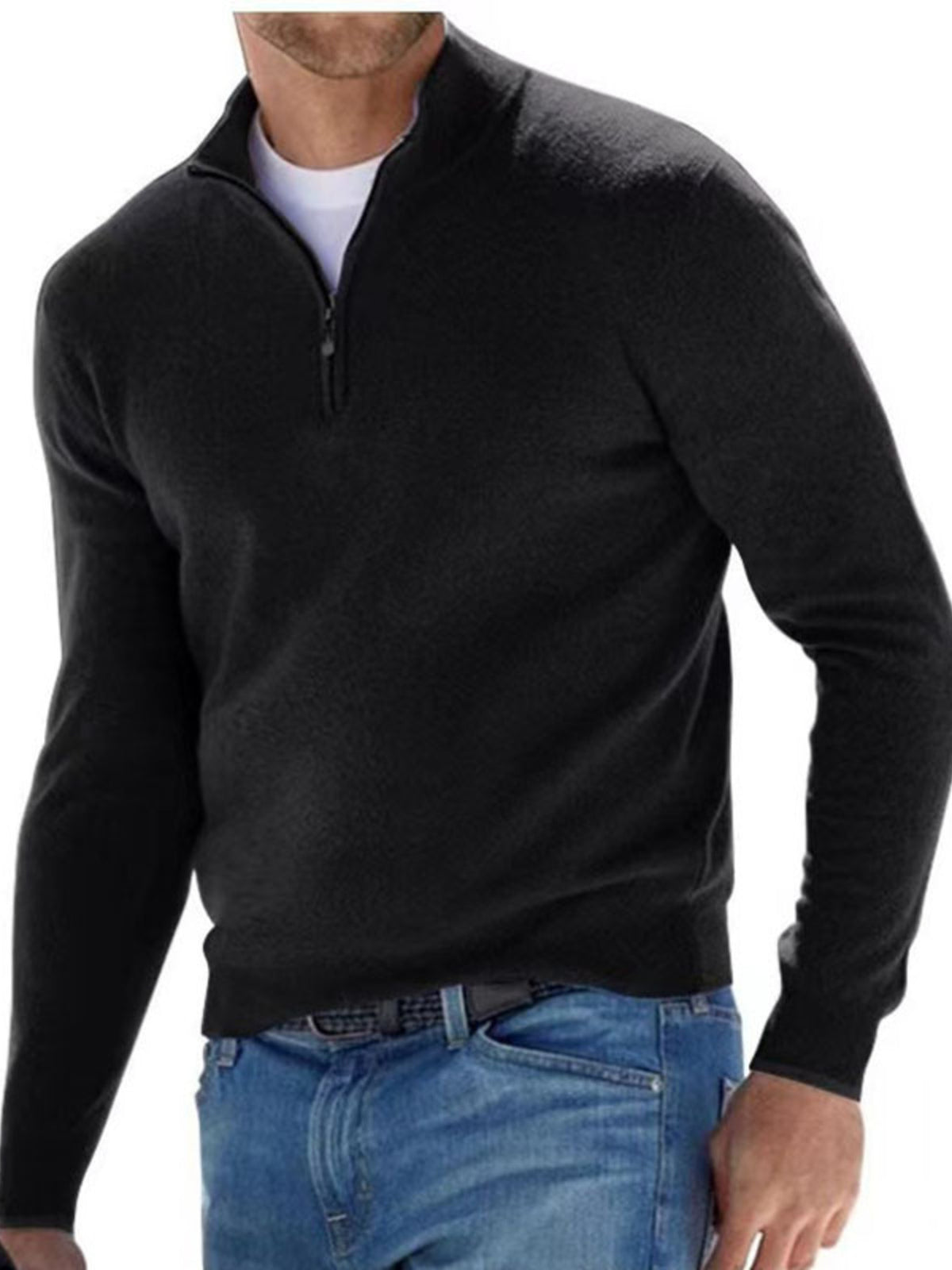 Men's Plus Size Quarter-Zip Sweater