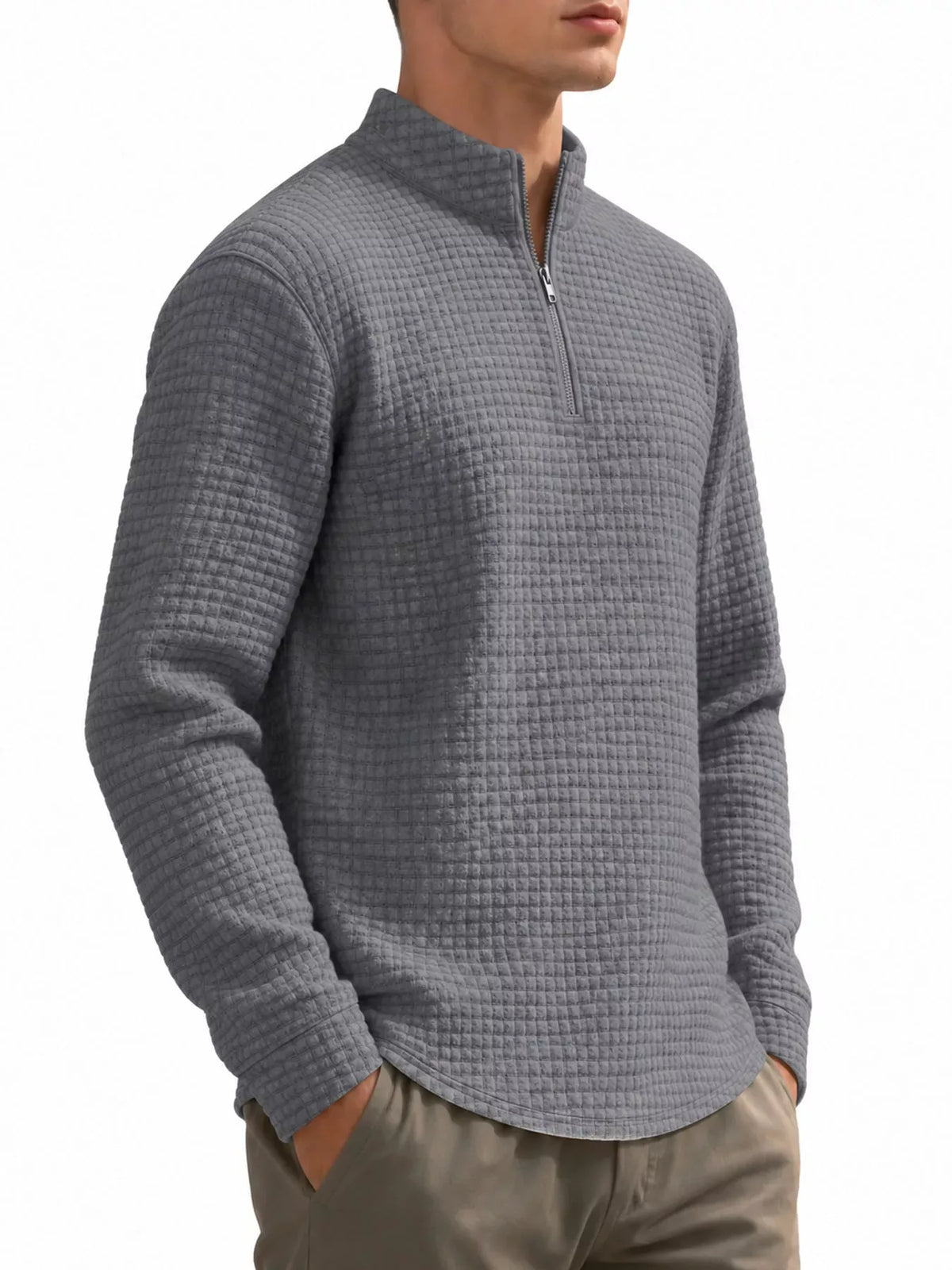 Men's Waffle-Knit Quarter-Zip Sweatshirt — photo 29