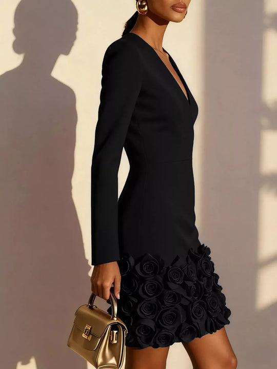Another view: V-Neck Rosette-Hem Mini Dress