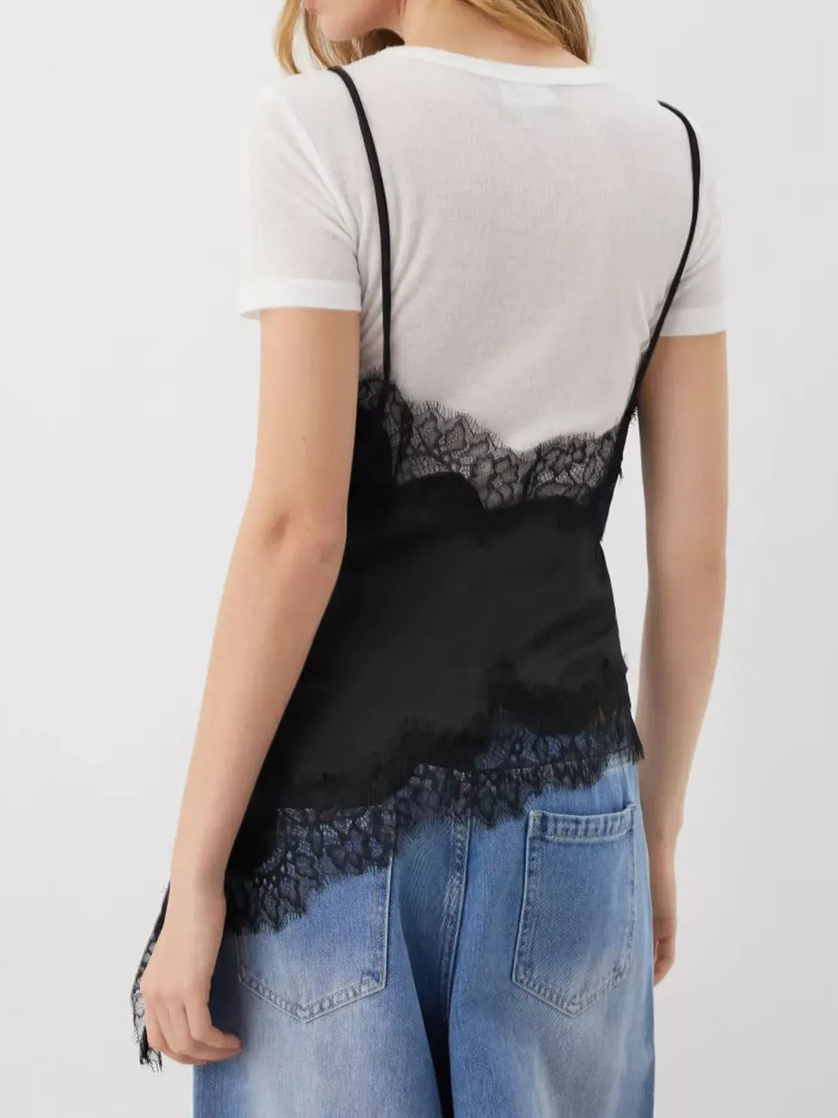 Women's Asymmetric Lace-Trim Satin Camisole — photo 11