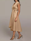 Valentina Satin Wrap Midi Dress with Pockets — product view 4