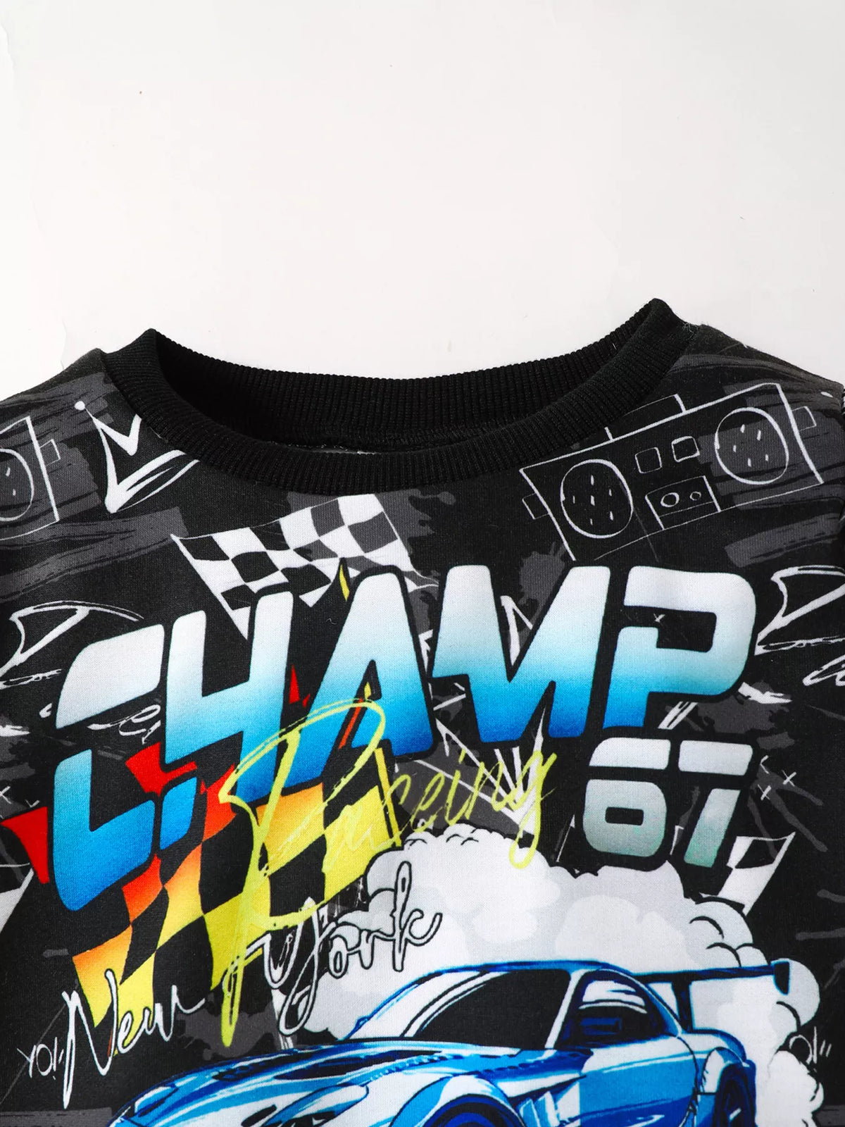 Storybook Racing Car Print Long-Sleeve Sweatshirt and Pants Set