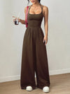 Women's strappy square-neck casual wide-leg jumpsuit
