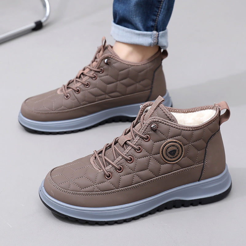 Men's Fleece-Lined Insulated Snow Boots – Lace-Up Casual Athletic Shoes