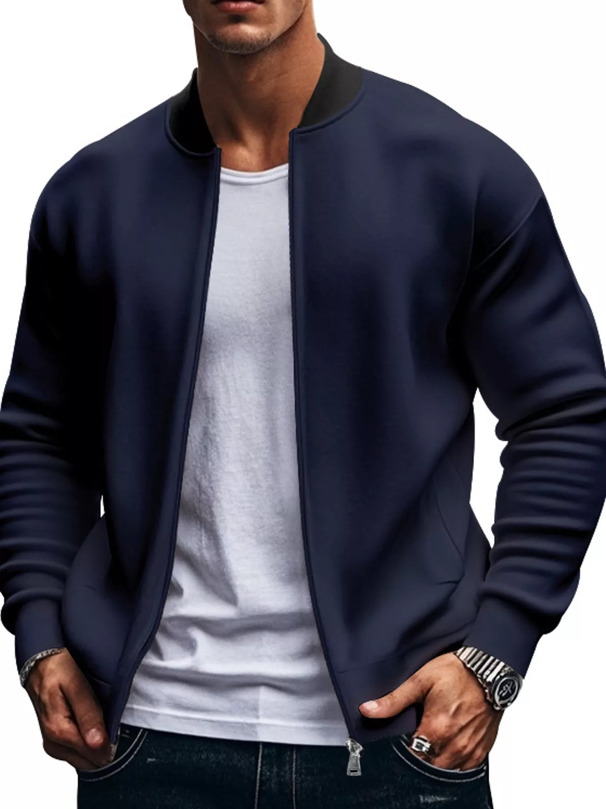 Men's Classic-Fit Zip-Up Bomber Jacket with Pockets — photo 14