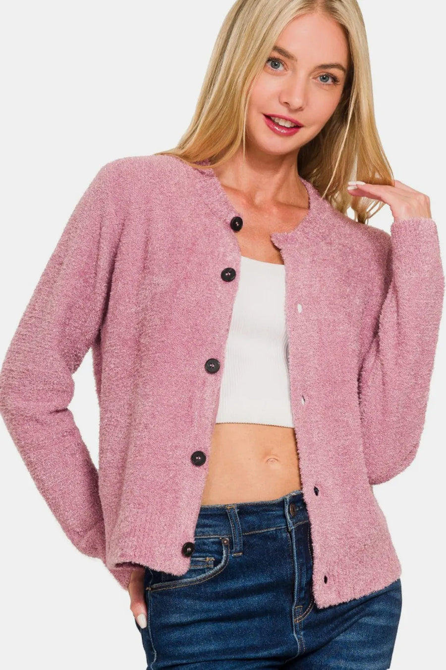 Button Down Long Sleeve Sweater Cardigan — LT Rose