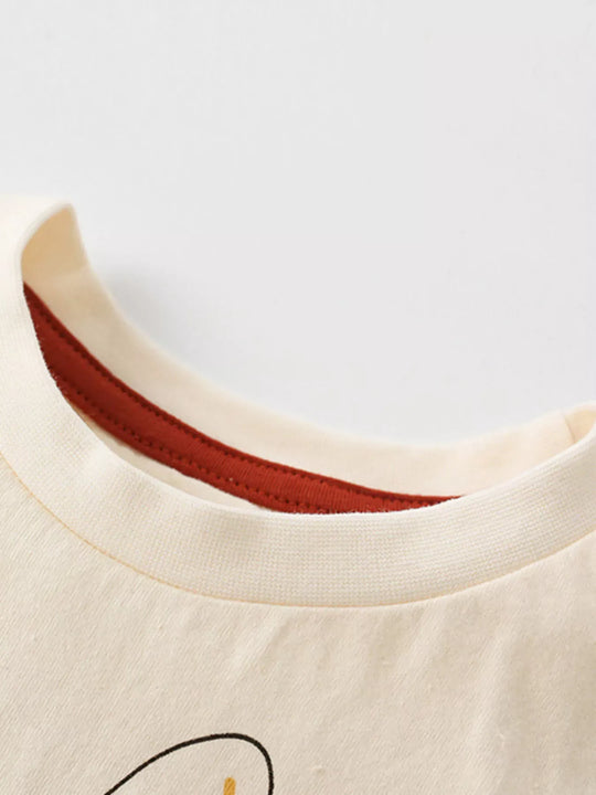 Another view: Kids' Cartoon Animal Cotton T-Shirt — Cream