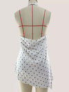 Women's polka-dot draped halter top