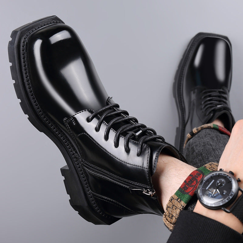 Women's Insulated Side Zipper Boots - Wedge Heel High Shaft Winter Boots with Rubber Sole
