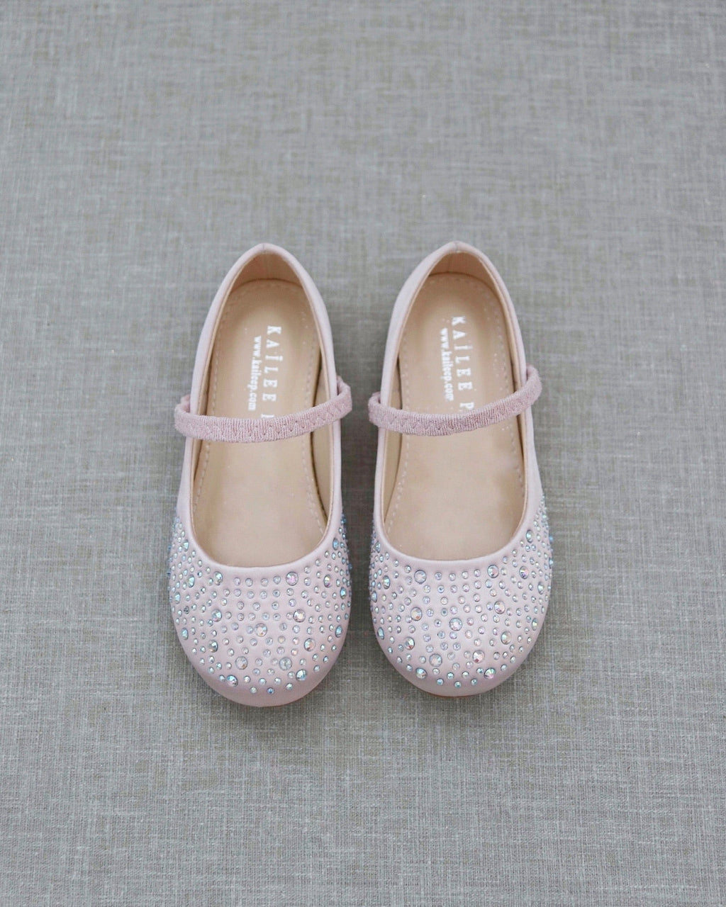 Satin Maryjane Flats with Rhinestones Embellishment
