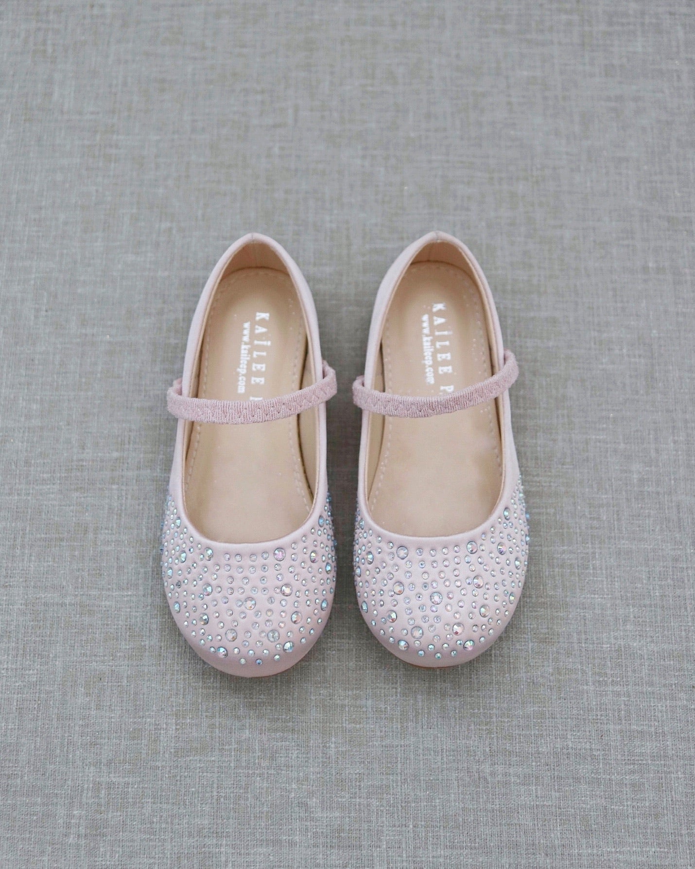 Satin Maryjane Flats with Rhinestones Embellishment