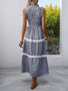 Thea Smocked Striped Lace Trim Sleeveless Midi Dress — product view 13