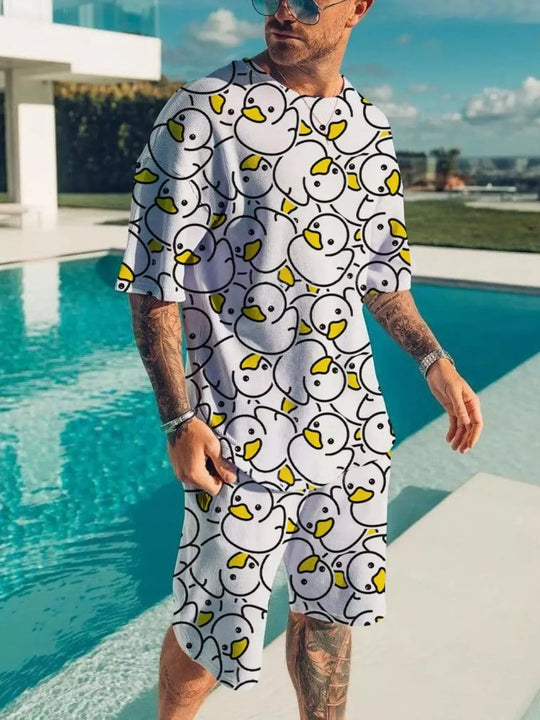 Another view: Men's Printed Tee & Shorts Set – Extended Sizes