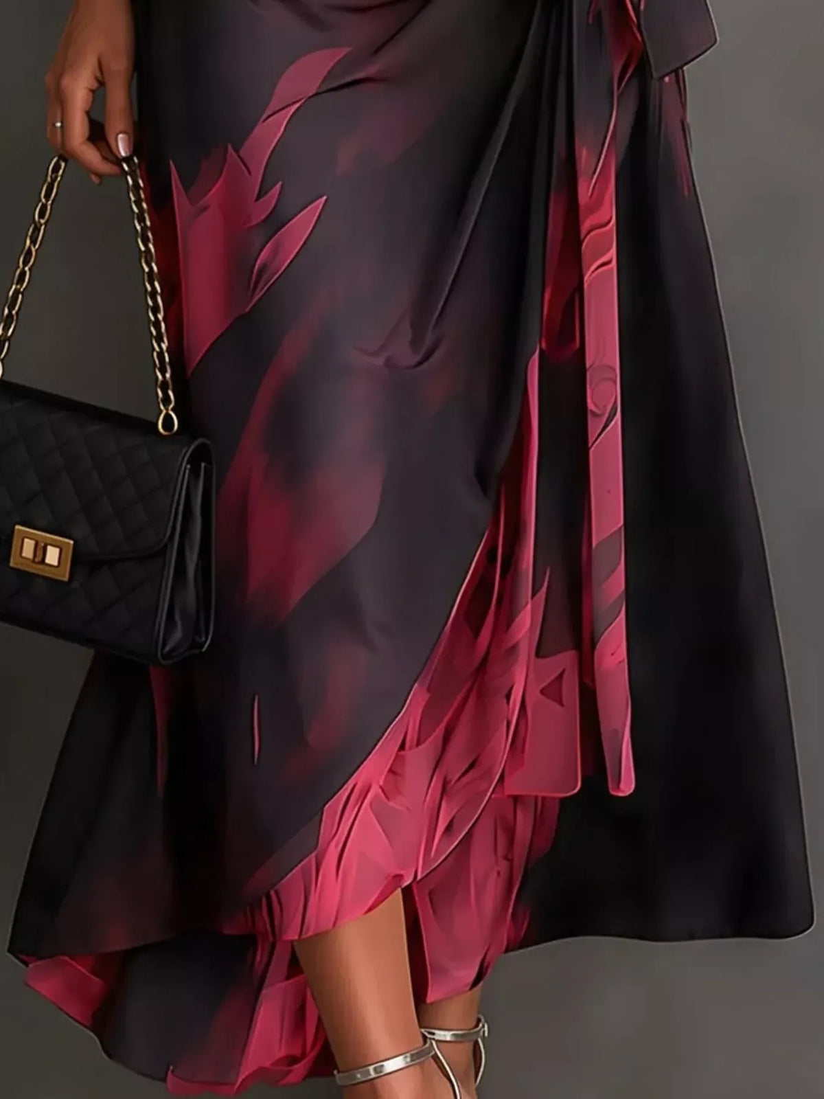 Women's High-Low Surplice Dress with Tie Waist — photo 6