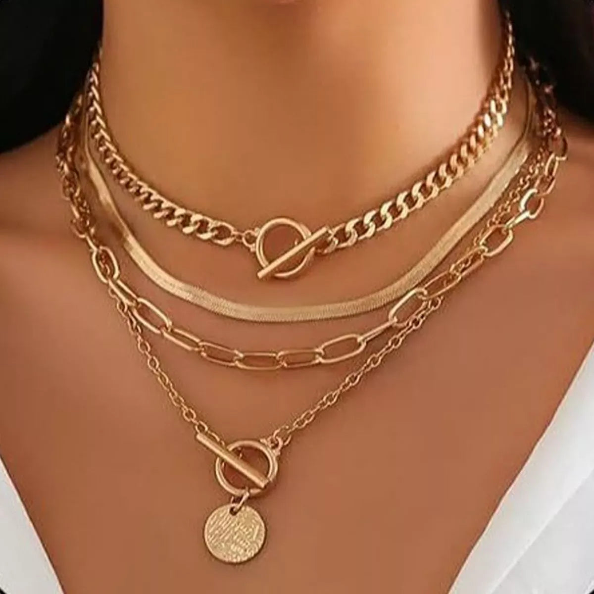4-Piece Layered Gold-Tone Coin Necklace Set — photo 2