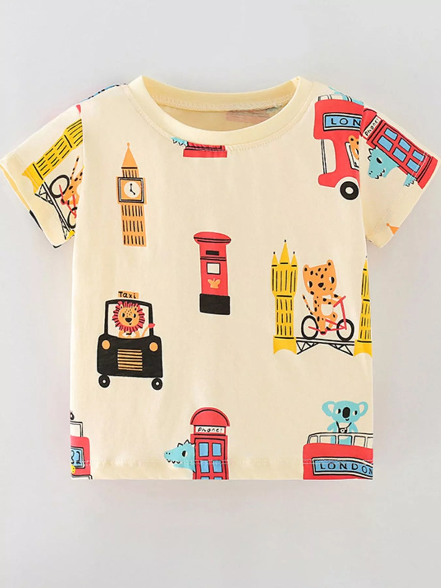 Kids' Animal-Print Cotton T-Shirt — Cream