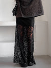 Women's unlined black lace long skirt