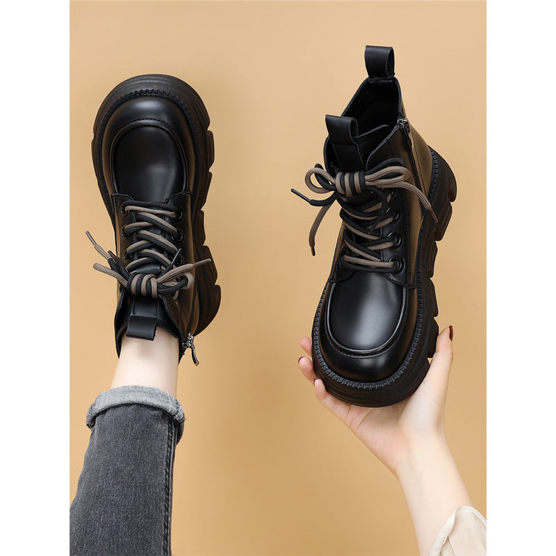 Women's Wool-Lined Waterproof Genuine Leather Winter Boots | Warm Mid-Heel Low Shaft Boots