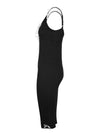 Black contrast-lace tie-front capri jumpsuit