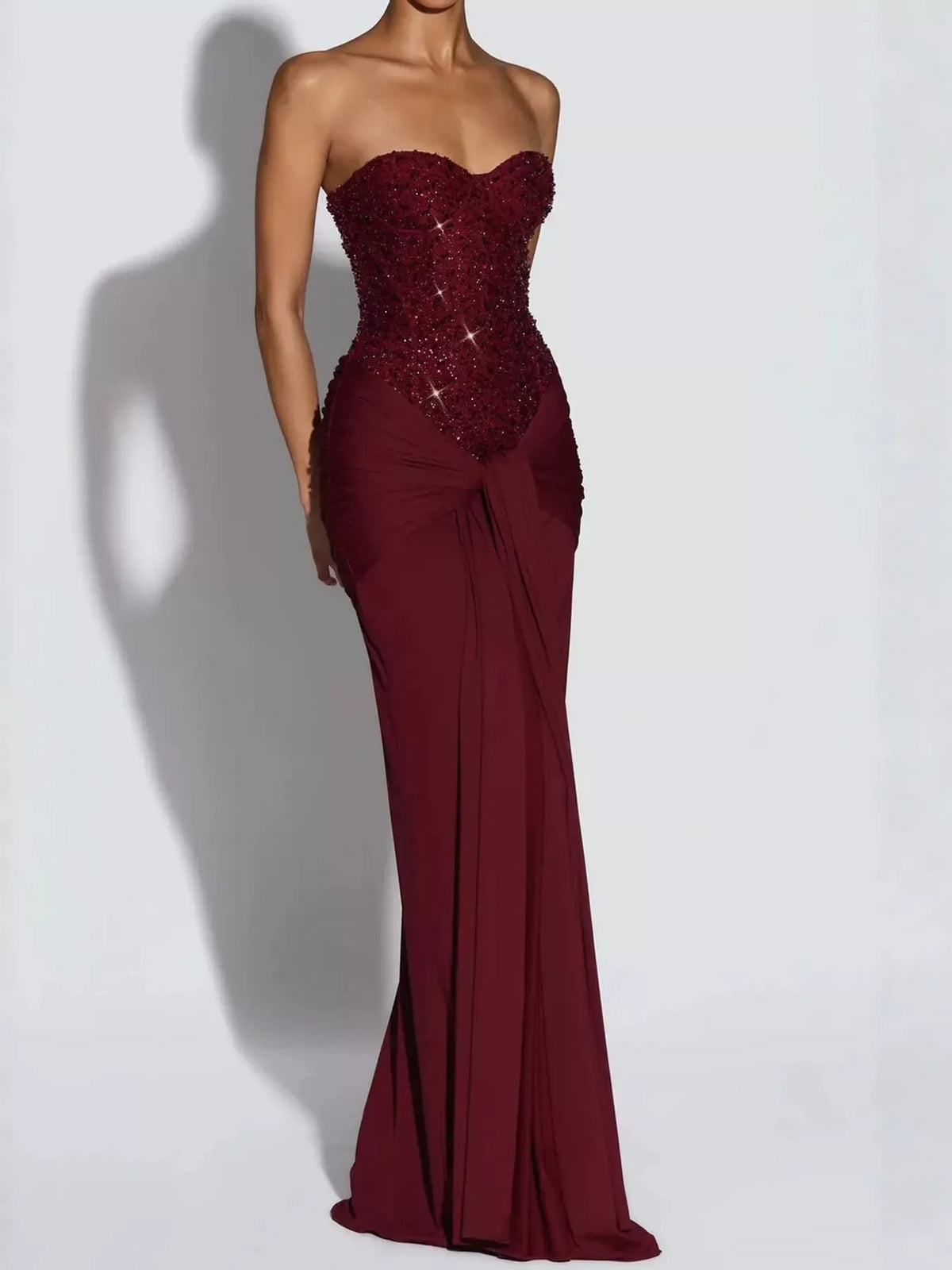 Women's Strapless Sequin Corset Maxi Dress — photo 17