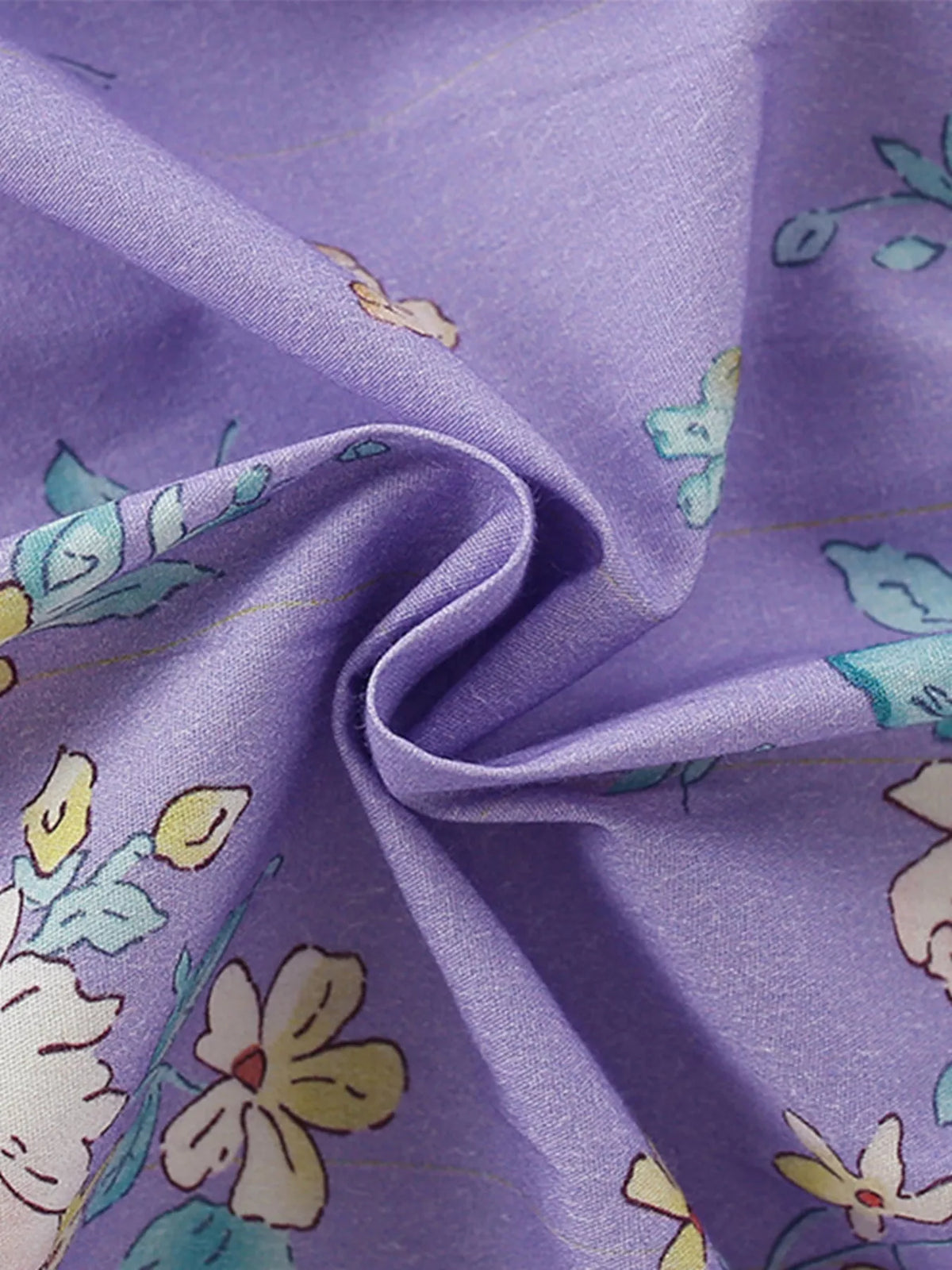 Children’s Lavender Floral Ruffle-Sleeve Cotton Dress