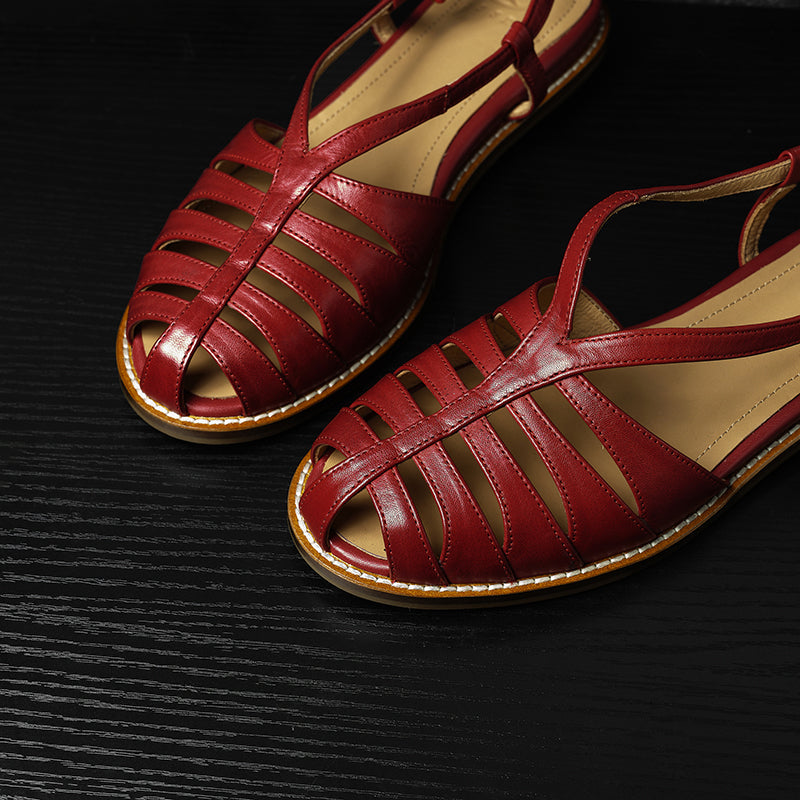 Full Grain Leather Woven Roman Sandals
