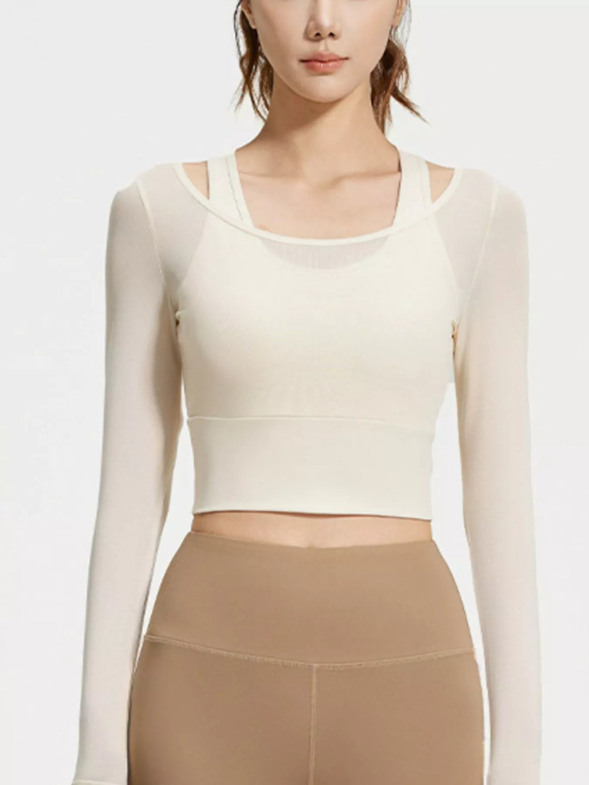 Long-Sleeve Active Top with Built-In Bra