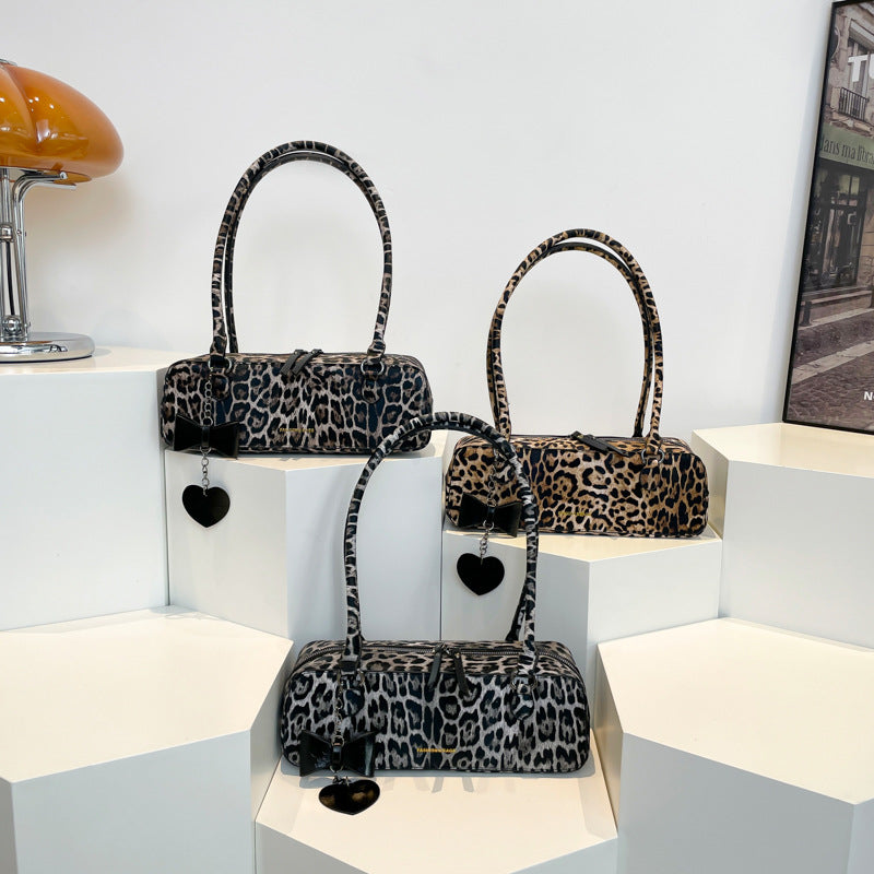 Leopard Print Tote Bag – Retro European Style Handbag | Black, Brown & Yellow