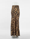 Women's leopard-print bodycon maxi skirt