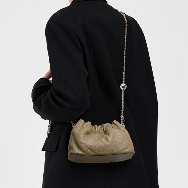 Genuine Leather Bucket Shoulder & Crossbody Bag – Elephant Gray | Sarah Express