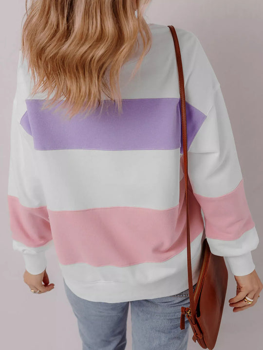 Another view: Colorblock Patchwork Drop-Shoulder Sweatshirt — Multicolor