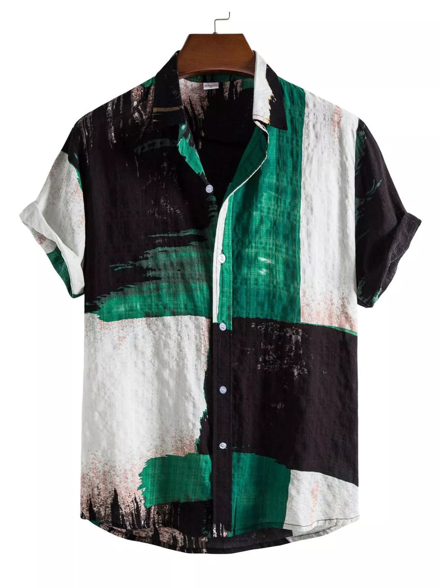 Canvas Colorblock Short-Sleeve Shirt