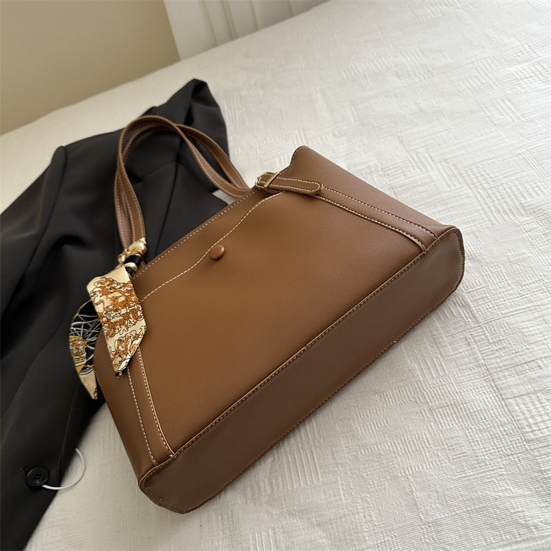 Women's High-Capacity PU Leather Shoulder Bag - Casual Streetwear Handbag with Multiple Pockets
