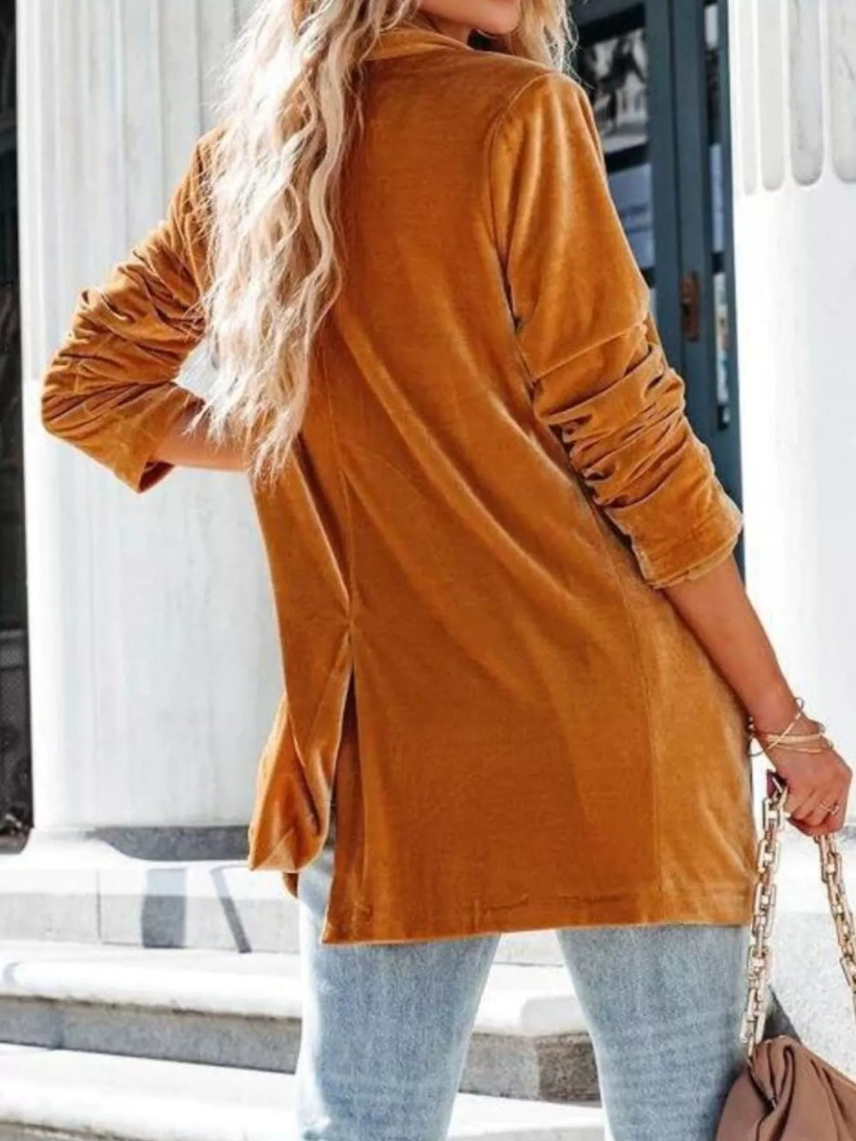 Velvet One-Button Blazer