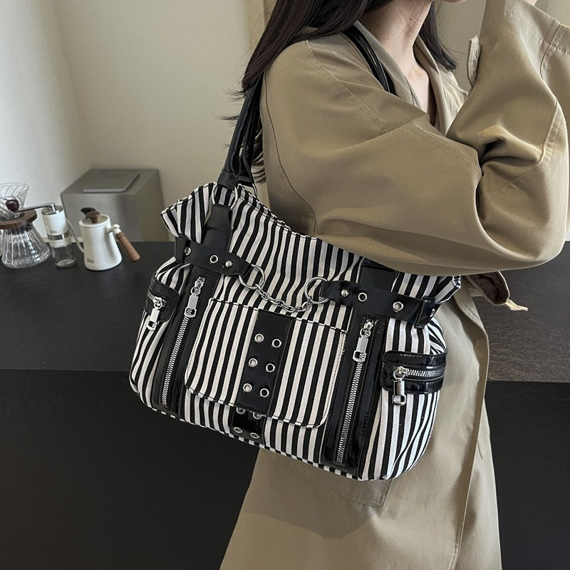 Women's Plaid Crossbody Bag with Rivet Details