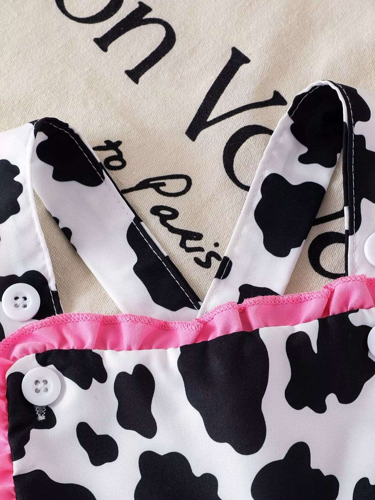 Children's Cow-Print Ruffle Jumpsuit