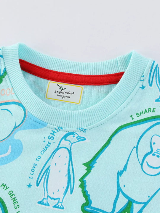 Another view: Kids' Animal-Print Cotton Sweatshirt — Mint Blue
