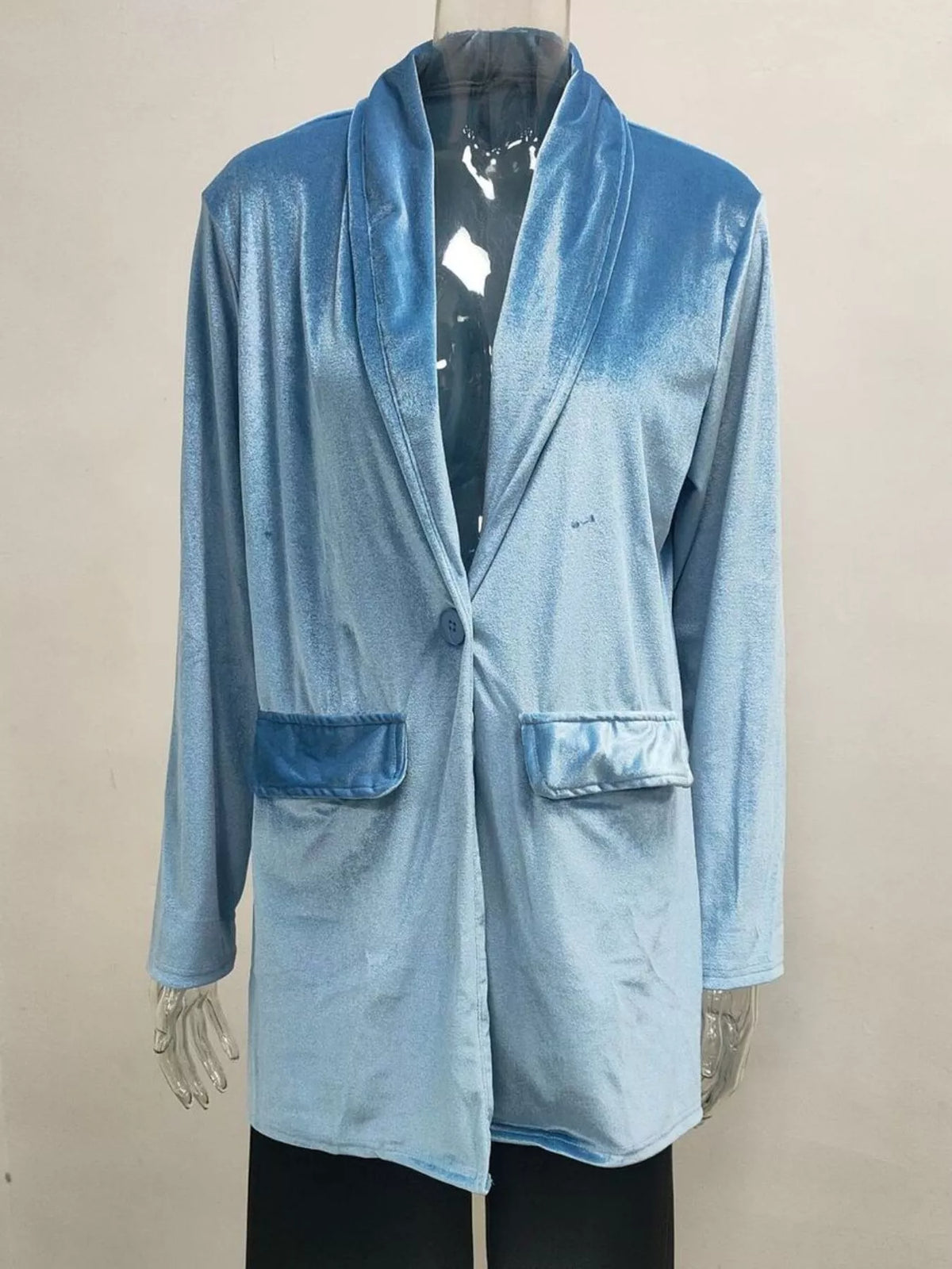 Velvet One-Button Blazer