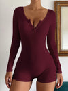 Women's ribbed knit long-sleeve romper
