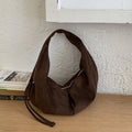 Suede Pleated Tote Bag for Women – Retro Minimalist Dumpling Shoulder Bag