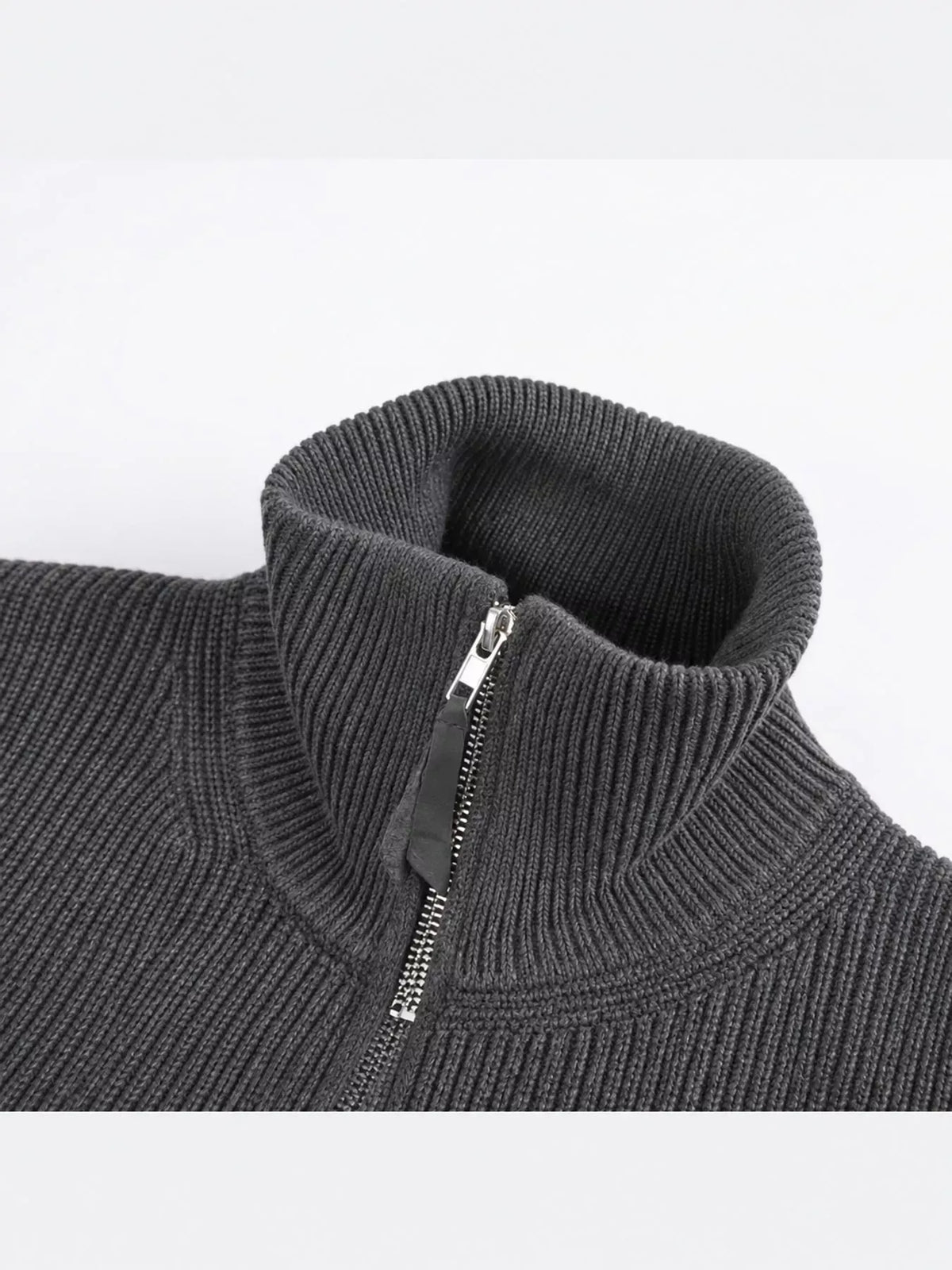 Men's Ribbed Zip-Up Knit Cardigan — photo 9
